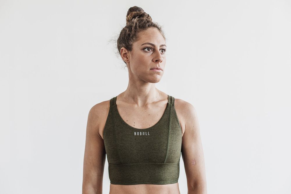 NOBULL Women's Wide Band Sports Bras - Olive Heather - Ireland (3059LSHEF)